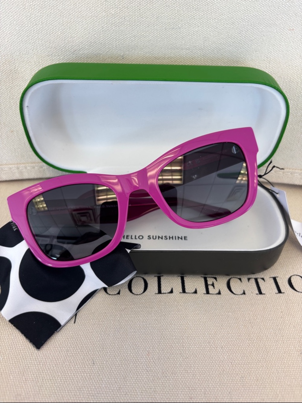 Kate Spade Pink Square Sunglasses with Dark Lenses